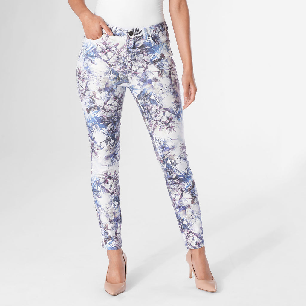 Nadia Printed Women Pants - BlancLuminFleurFutur / S