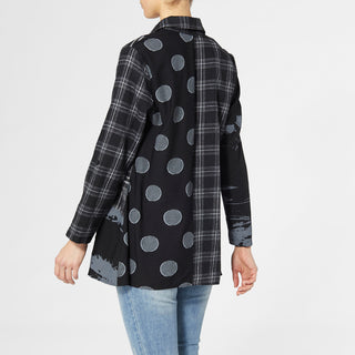 Wendy Mixed Print Button Down Tunic - Black