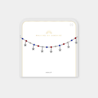 Shawn Star Anklet - Silver/Red/Clear/Blue