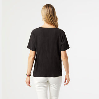Tinto Crinkle Gauze Tassel Tee - Black