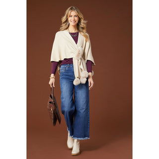 Everstretch Wide Leg Jeans with Frayed Bottom - Dark Denim
