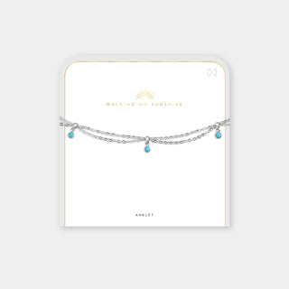 Aelia Anklet - Silver Double Chain Scallop