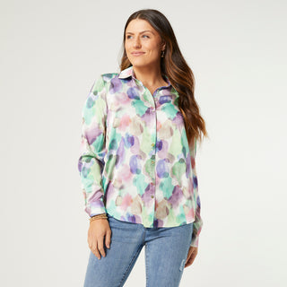 Violet Printed Blouse - Watercolor