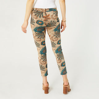 Printed Jasmine Zip Pocket Leggings - Coral/Teal