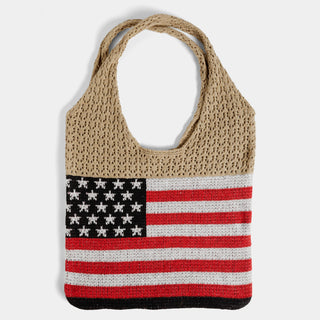 Patriotic Knitted Tote - Red/White/Blue