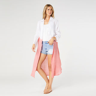 Valentina Dip Dye Cardigan - White/Coral