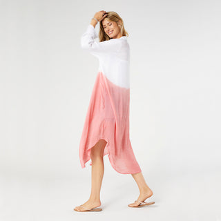 Valentina Dip Dye Cardigan - White/Coral