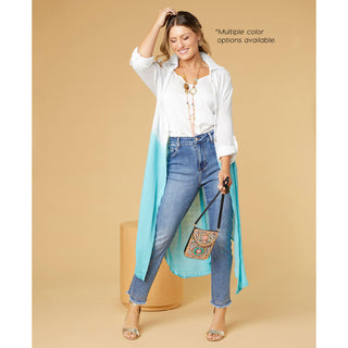 Valentina Dip Dye Cardigan - White/Coral