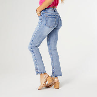 Everstretch Ankle with Burst Embroidery - Medium Denim