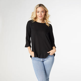Virginia Ruffle Sleeve Top - Black