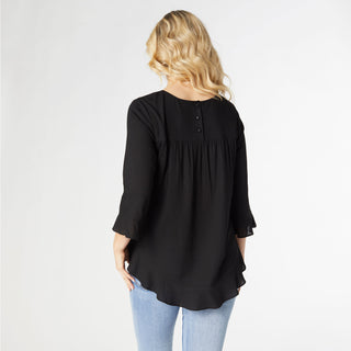 Virginia Ruffle Sleeve Top - Black