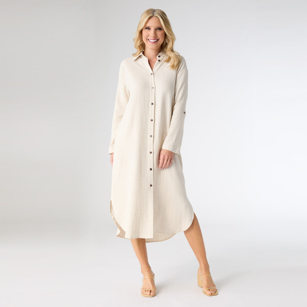 Keira Long Sleeve Dress with Back Button Detail – tgbBRANDS
