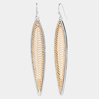 Leaf Drop Dangle Earrings - Mixed Metal - Final Sale