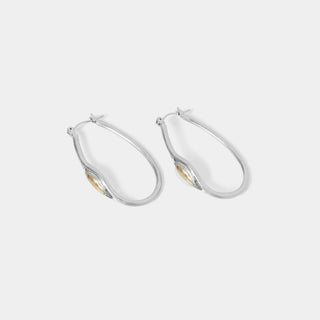 Silver Oval Hoop w/ Stone on Side