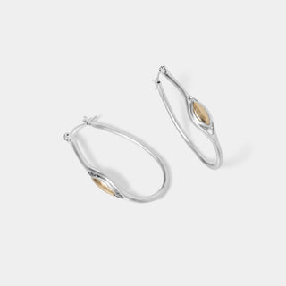 Silver Oval Hoop w/ Stone on Side