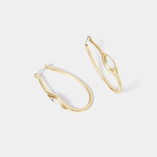 Gold Oval Hoopw/ Stone on Side
