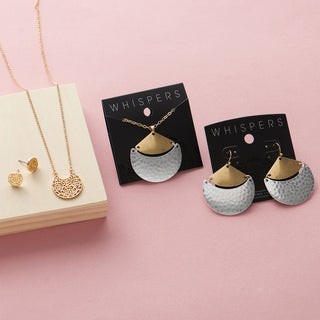 Swinging Moon Dangle Necklace - Mixed Metal