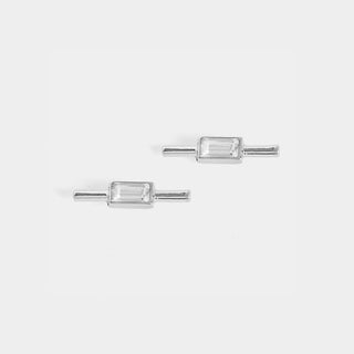 Silver Straight Bar Stud Earrings