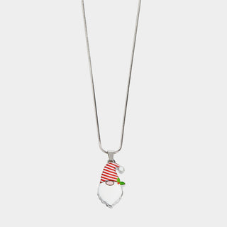 Gnome Necklace - Red Stripe Hat - Final Sale - Red/White