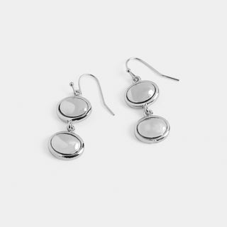 Double Dome Dangle Earrings - Silver - Final Sale