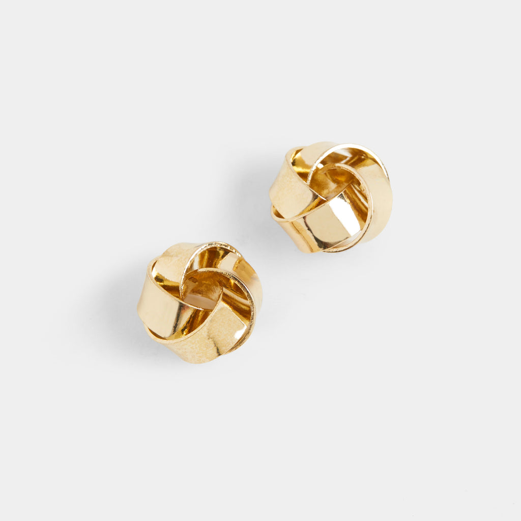 18k Gold Plated Twisted Knot Stud Earrings main image 0