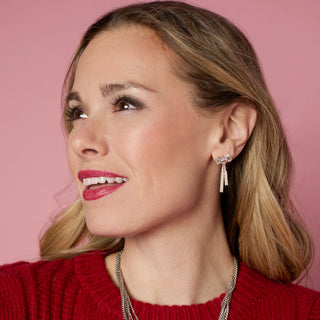 Whispers Exquisite Bow Dangle Earring - Silver