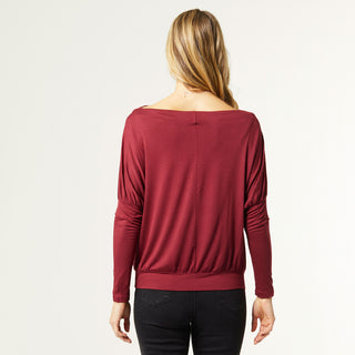 Toni Long Sleeve Dolman Top - Merlot