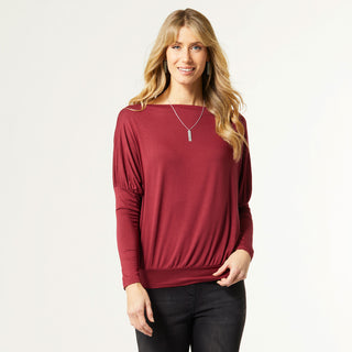 Toni Long Sleeve Dolman Top - Merlot