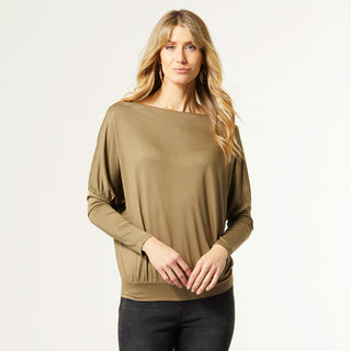 Toni Long Sleeve Dolman Top - Olive