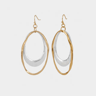 Mixed Metal Double Oval Dangle - Gold/Silver