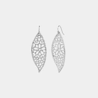 Raven Carved Out Dangle Earrings - Silver