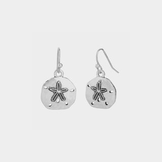 Sand Dollar Dangle Earrings - Silver
