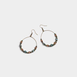 Patina Beaded Hoop - Brass