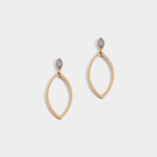 Gold Oval Drop with Grey Stone - Gold