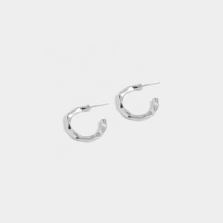 Silver Jagged Edged Hoop - Silver
