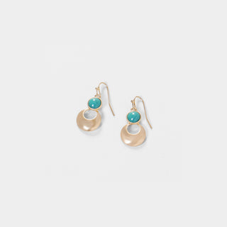 Silver Circle Dangle w/ Turquoise - Gold/Turquoise