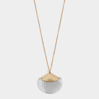 Swinging Moon Dangle Necklace - Mixed Metal