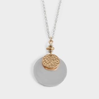 Two-Toned Double Hoop Dangle Necklace - Mixed Metal