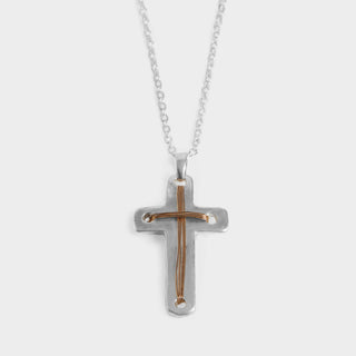 Mixed Metal Cross Necklace - Mixed