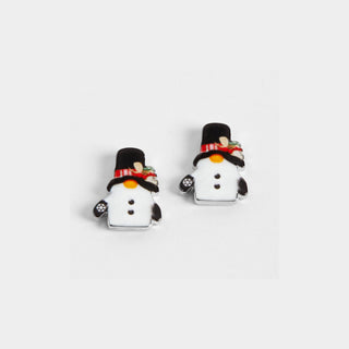 Snowman Gnome Earrings - Black/Blue