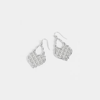 Silver Lattice Teardrop Earrings - Silver