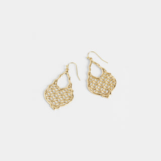 Gold Lattice Teardrop Earrings - Gold