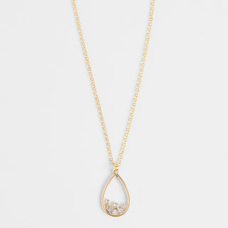 Scattered Stone Teardrop Necklace - Gold