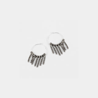 Chain Curtain Hoop Earrings - Silver/Gunmetal