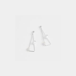 Triangle Floating Stone Earrings - Silver