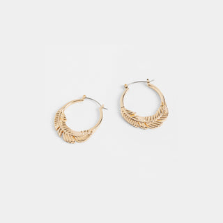 Feather Hoop Earrings - Gold