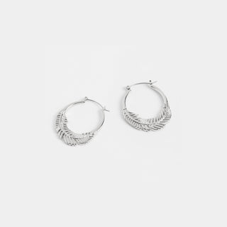Feather Hoop Earrings - Silver