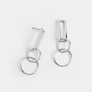 Linked Hoop Dangle Earrings - Silver