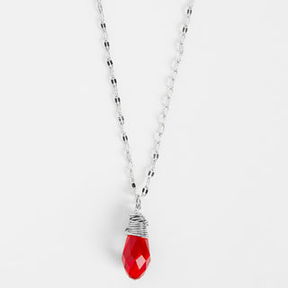 Holiday Faceted Bulb Necklace - Red/Silver - Red/Silver
