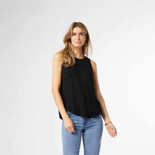 Erin Pleat Back V-Neck Tank - Black